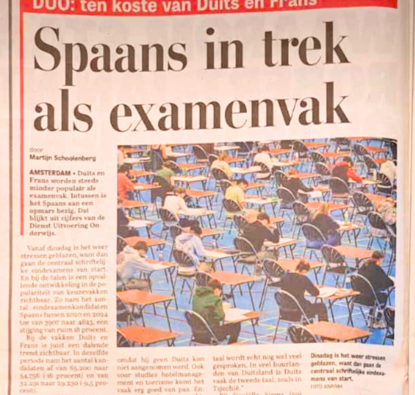 De Telegraaf over Spaans als examenvak: Spaans in trek als examenvak ten koste van Frans en Duits: ‘Zo’n heerlijke taal, ook qua klank’